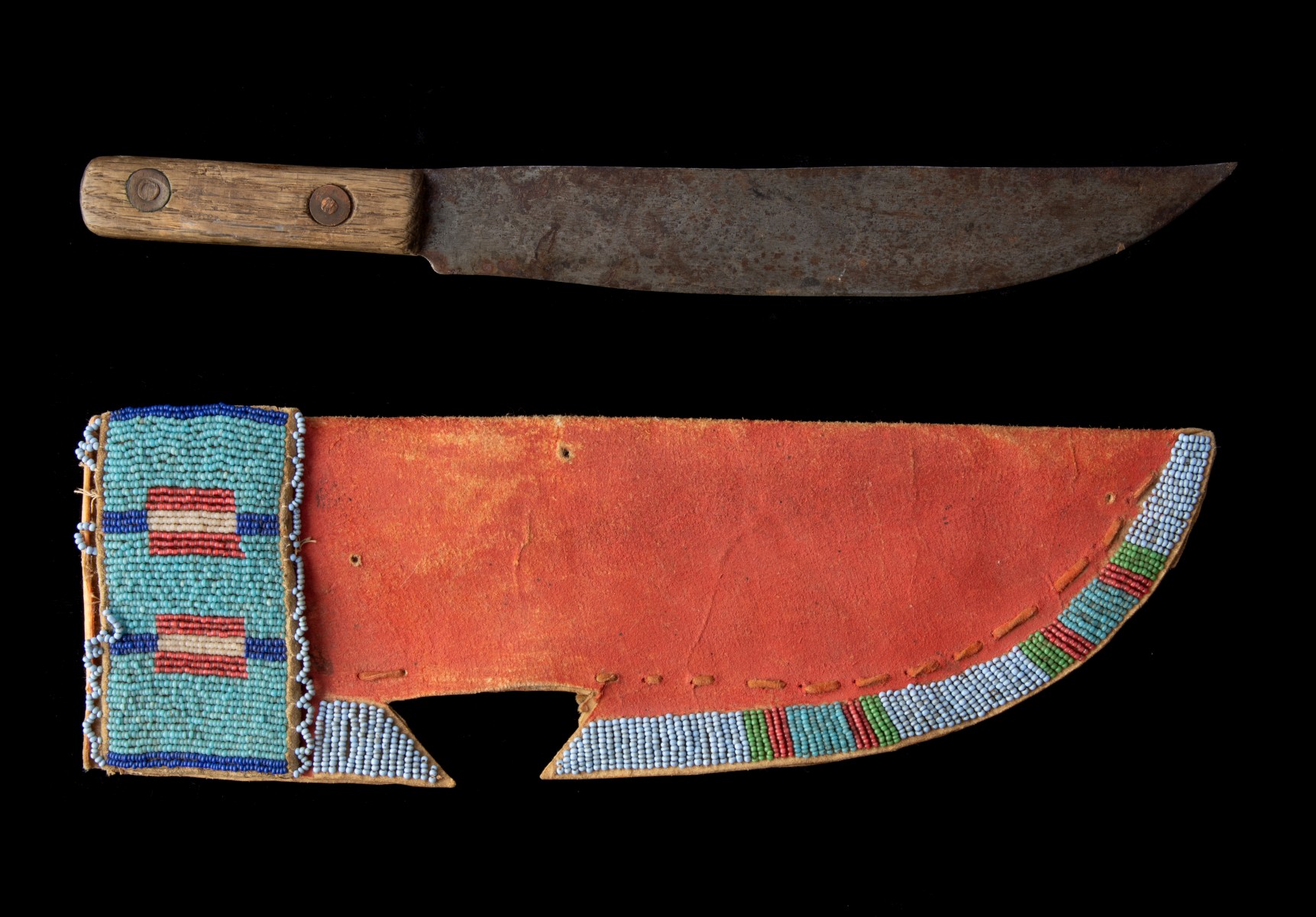 A NORTHERN PLAINS BEADED KNIFE SHEATH CIRCA 1880