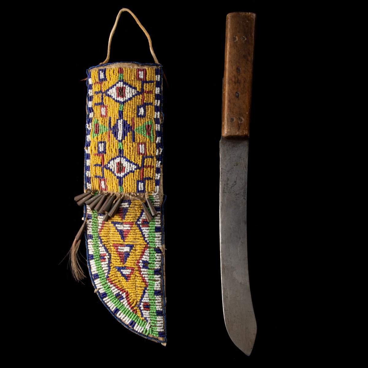A 19TH CENTURY LAKOTA SIOUX BEADED KNIFE SHEATH