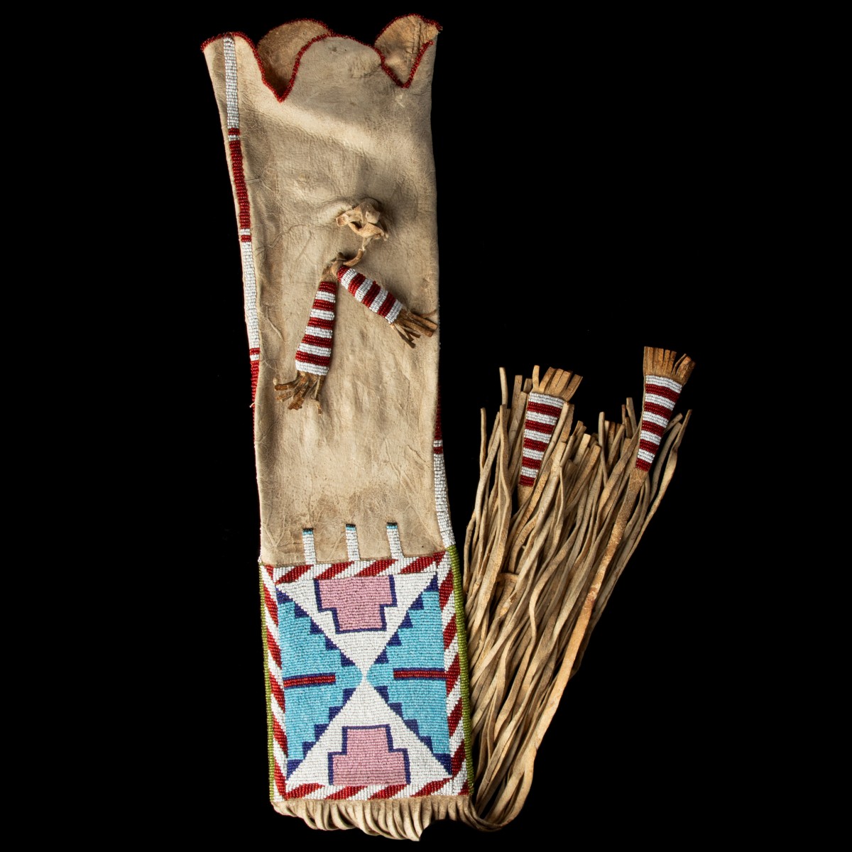 A GOOD NORTHERN PLAINS BEADED TOBACCO BAG CIRCA 1900