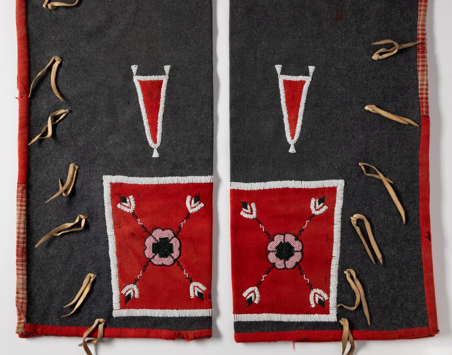 A PAIR OF CROW BEADED MAN'S LEGGINGS CIRCA 1885