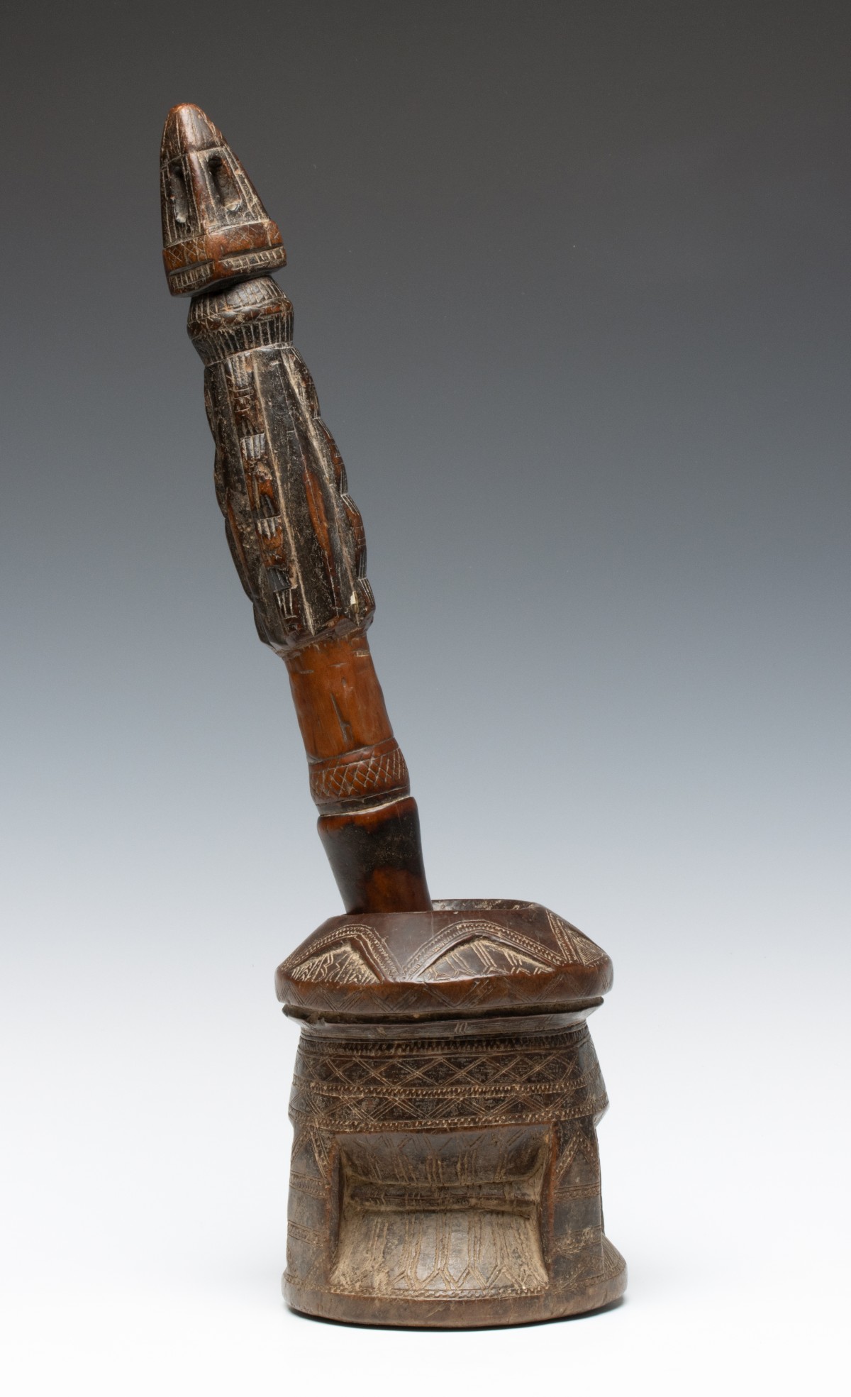 A MID 19TH C. BEDOUIN NORTH AFRICA CARVED WOOD MORTAR