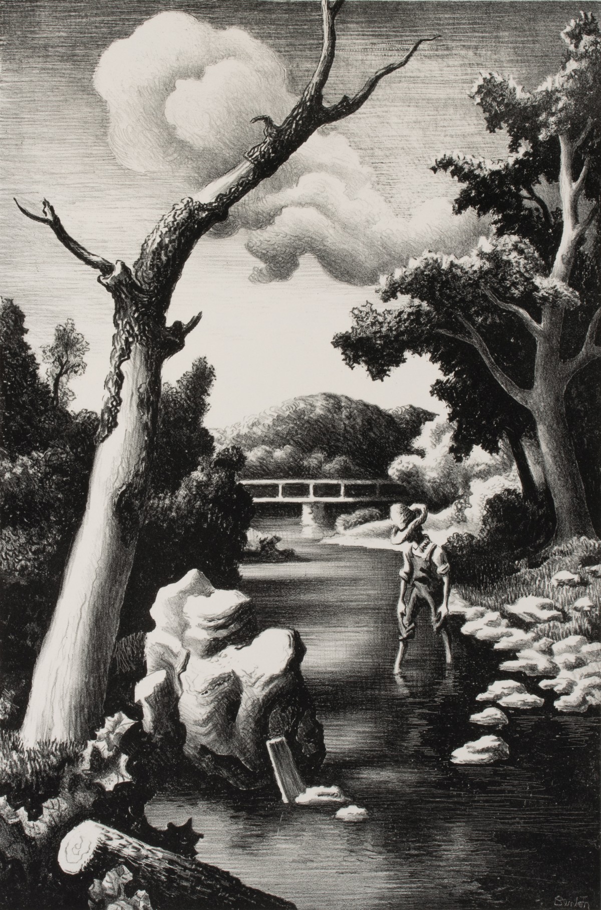 THOMAS HART BENTON (1889-1975) PENCIL SIGNED LITHOGRAPH