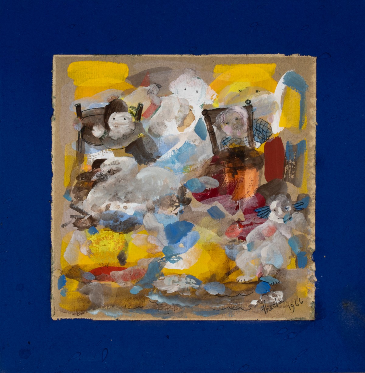 JULIA THECLA (1896-1973) MIXED MEDIA ON COLORED PAPER