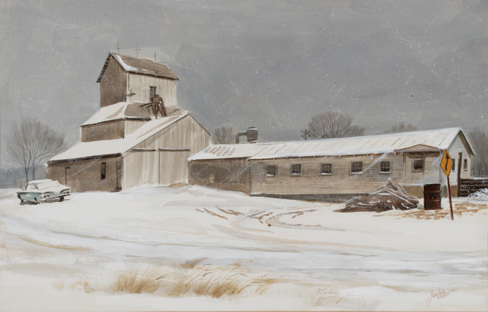 CHARLES GOSLIN (BORN 1931) WATERCOLOR ON BOARD