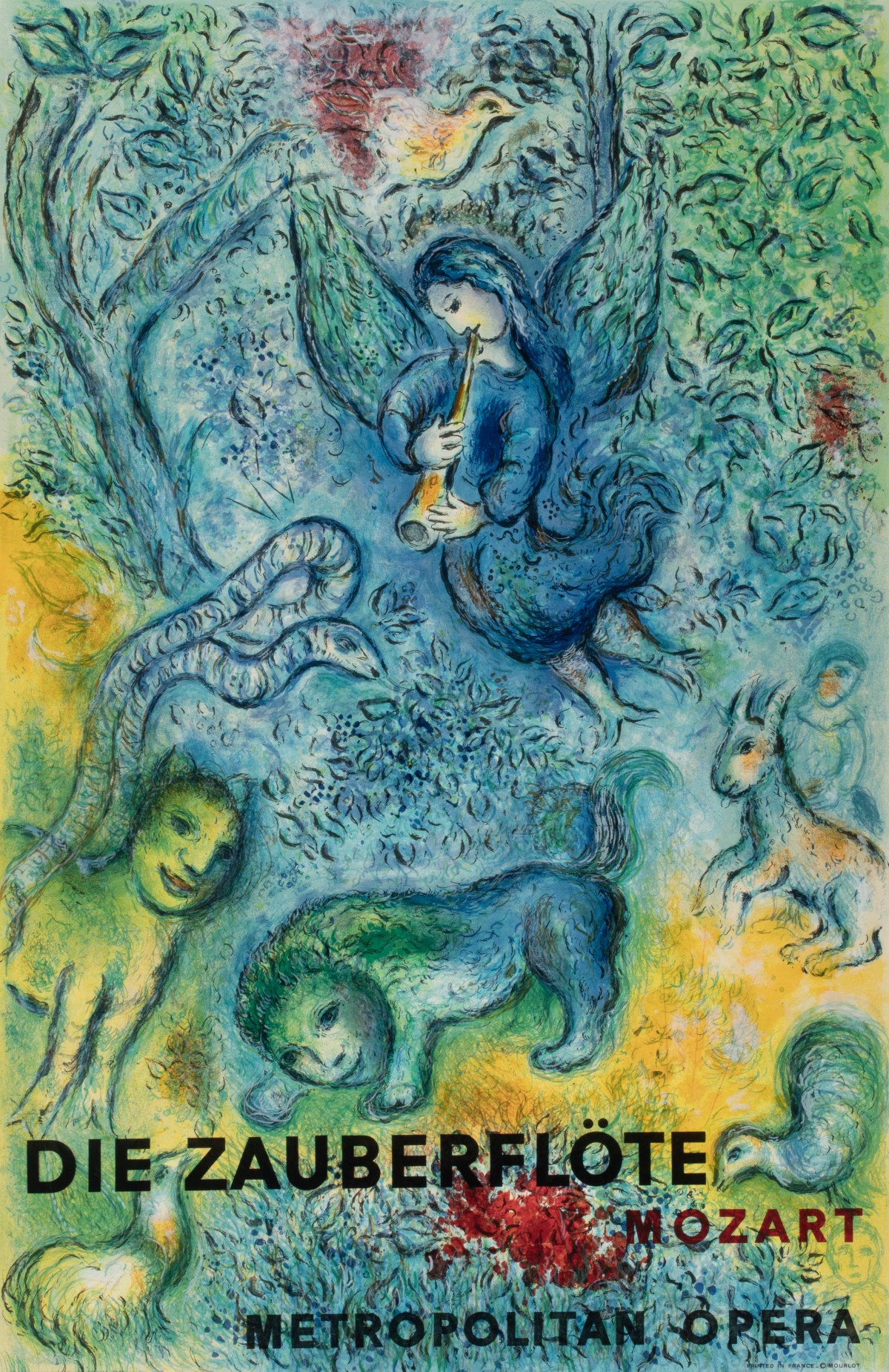 ORIGINAL LITHO POSTER FOR DIE ZAUBERFLOTE AFTER CHAGALL