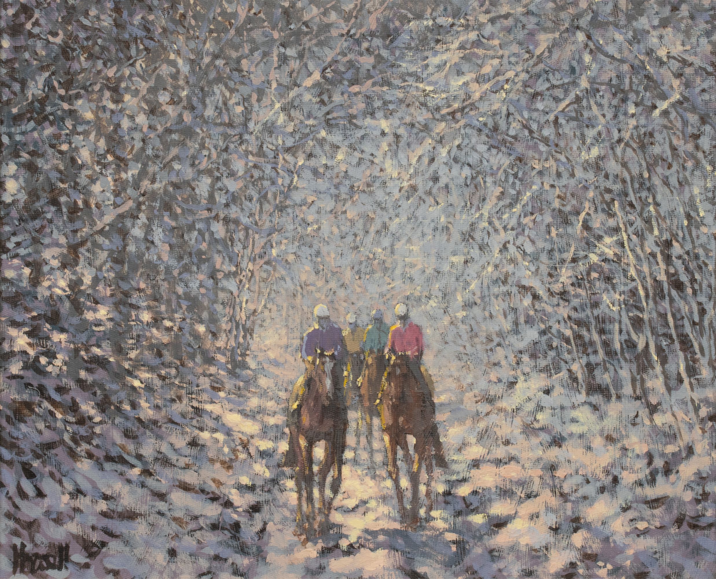 PETER HOWELL (B. 1932) IMPRESSIONIST EQUESTRIAN OIL