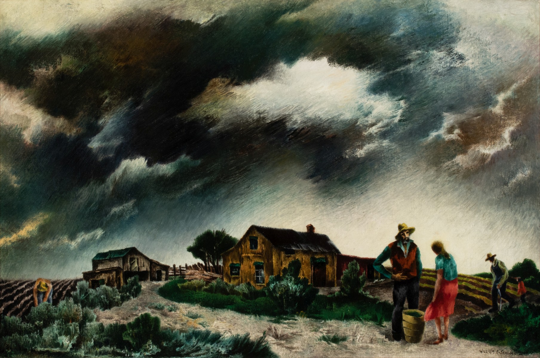 WILLIAM SCHWARTZ (1896-1977) NEW DEAL ERA OIL ON CANVAS