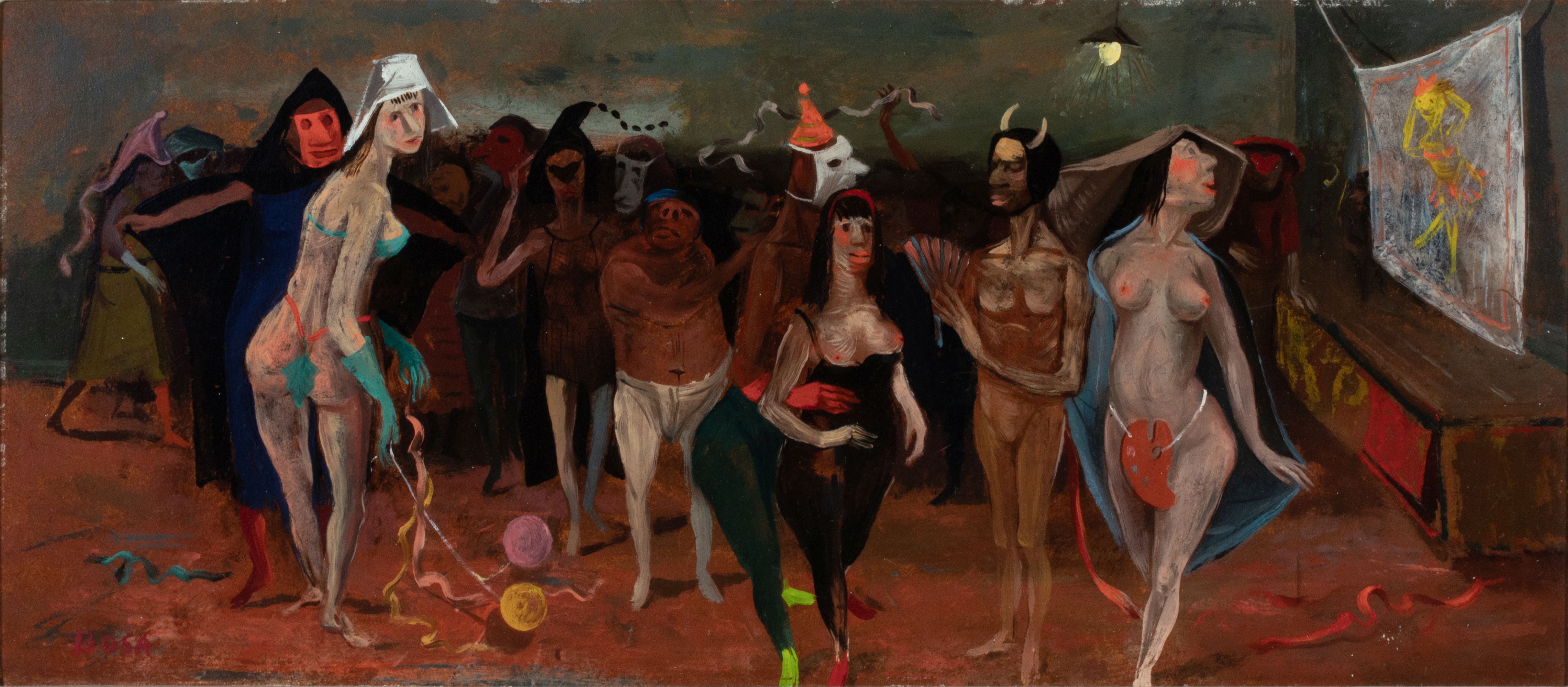 LOUIS BOSA (1905-1981) NEW DEAL ARTIST OIL ON MASONITE