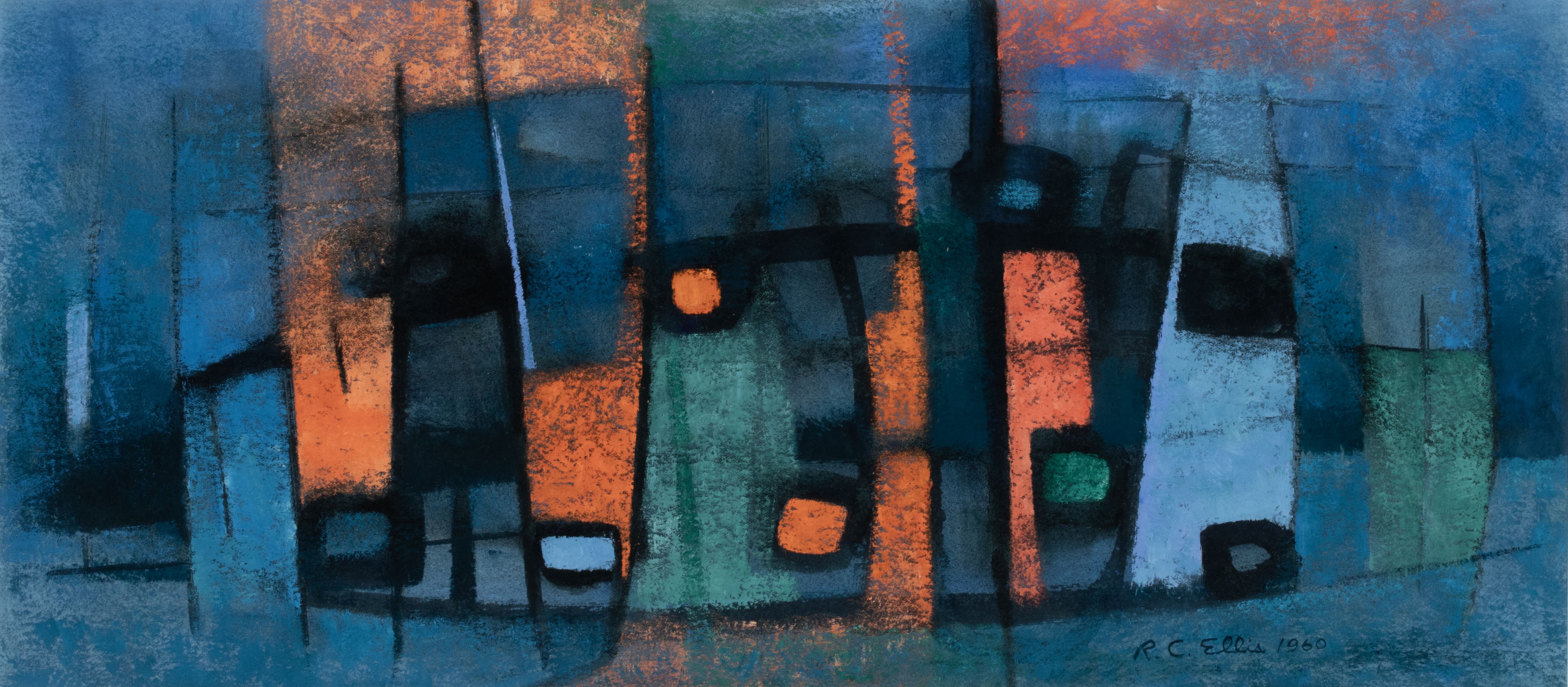 ROBERT ELLIS (1923-1979) MIXED MEDIA ABSTRACT ON PAPER