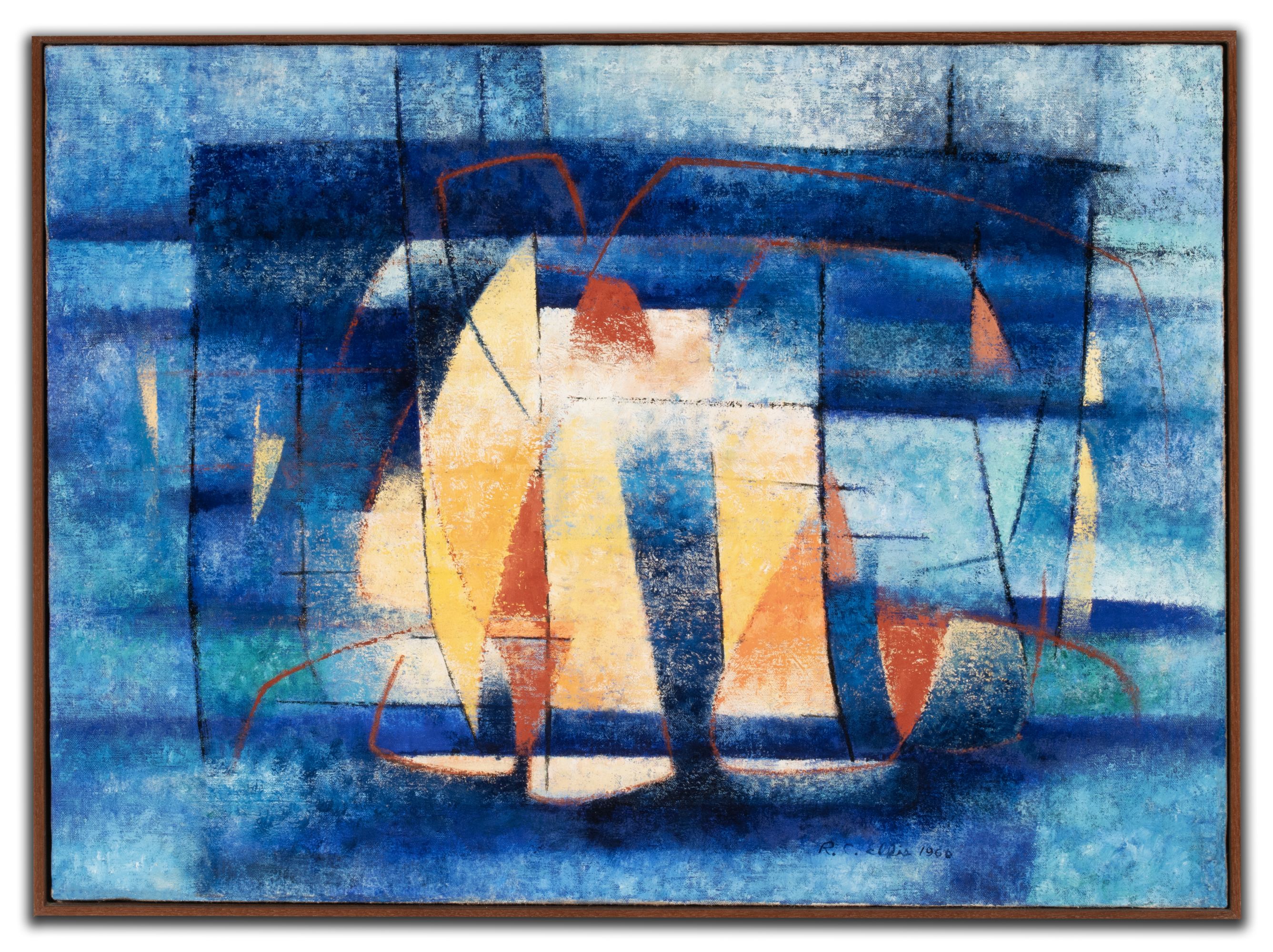 ROBERT ELLIS (1923-1979) TAOS CUBIST OIL ON CANVAS