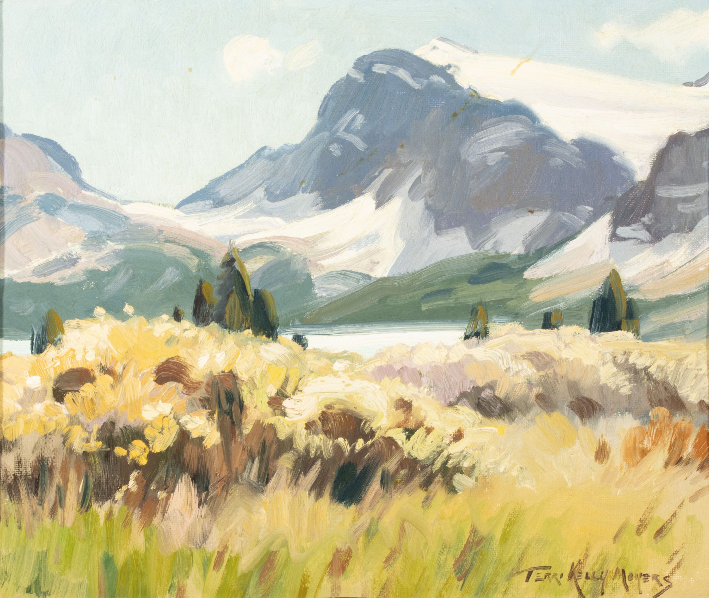 TERRI MOYERS (BORN 1953) CANADIAN ROCKIES OIL ON BOARD