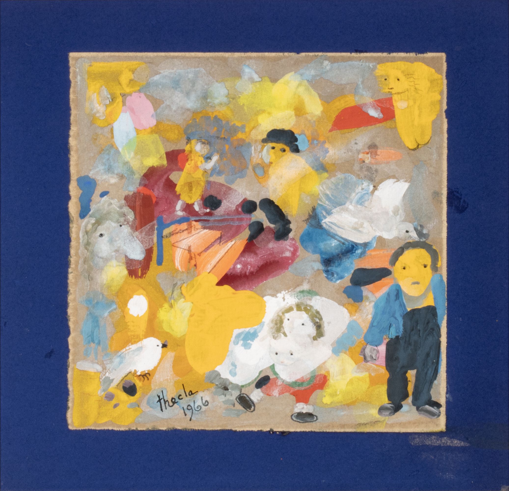 JULIA THECLA (1896-1973) MIXED MEDIA ON COLORED PAPER