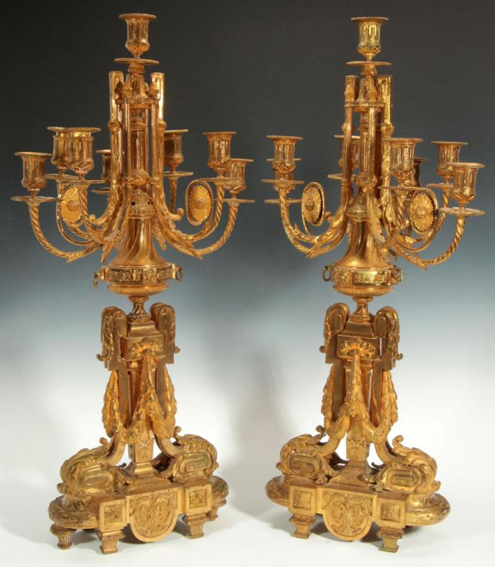 A PAIR OF NAPOLEON III GILT BRONZE CANDELABRA