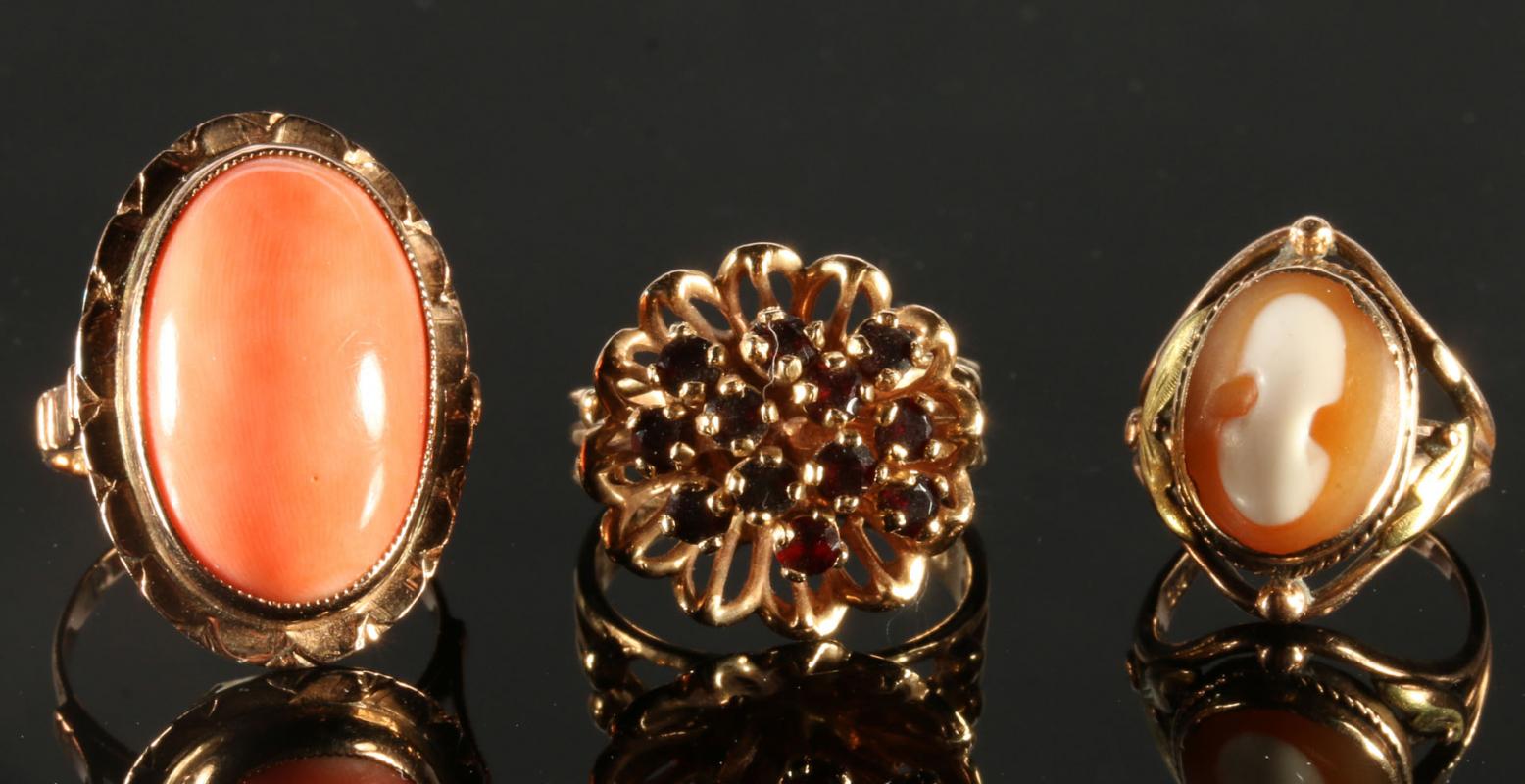 THREE GOLD FASHION RINGS