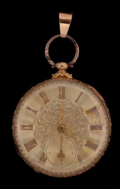 CIRCA 1800 KEY WIND POCKET WATCH IN 18K GOLD CASE