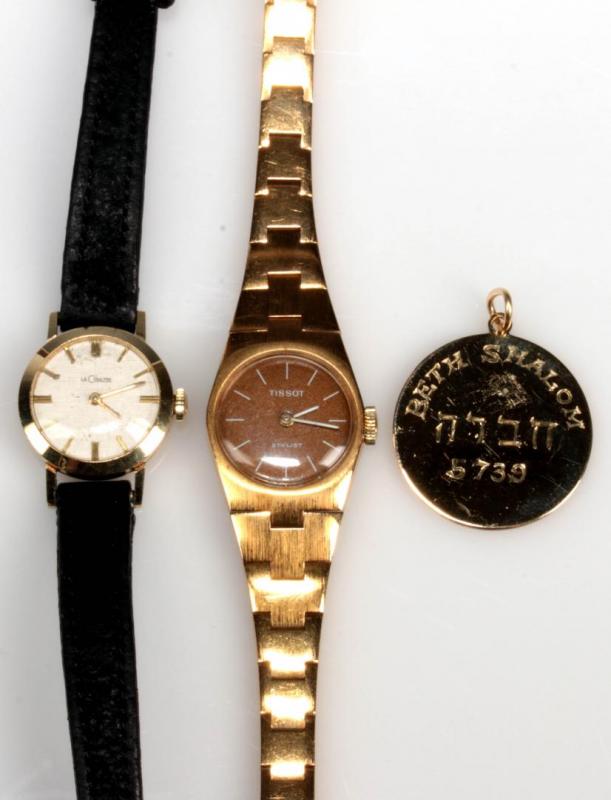 ESTATE LOT: 14K WRIST WATCH, TISSOT WATCH, GF MEDAL