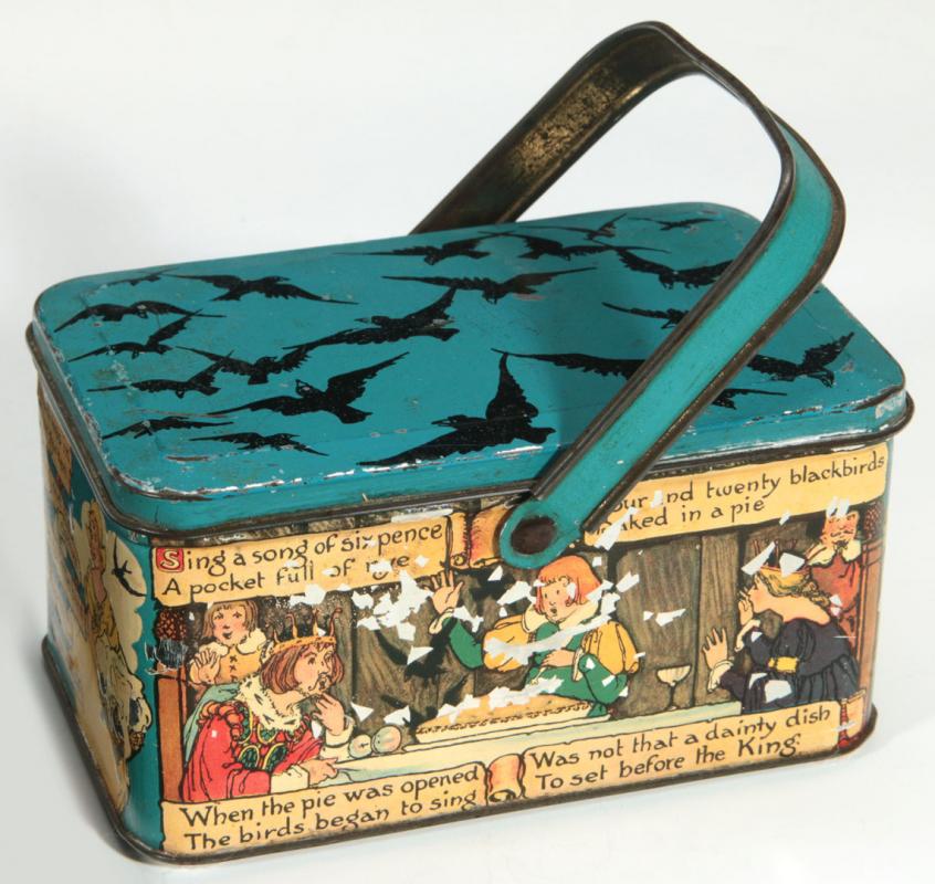 NURSERY RHYME THEME TIN LITHO LUNCH PAIL 