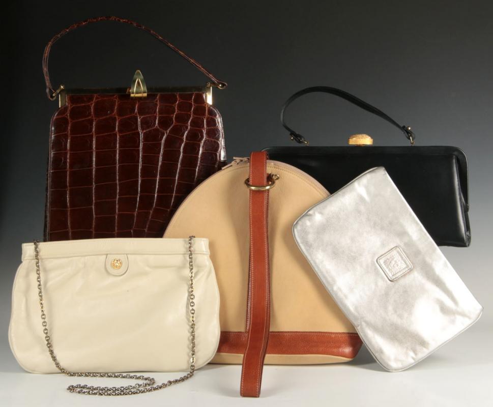 FIVE VINTAGE DESIGNER PURSES