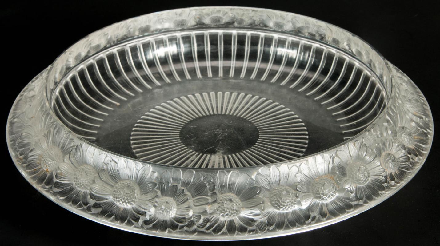 LALIQUE 'MARGUERITES' CRYSTAL CONSOLE BOWL