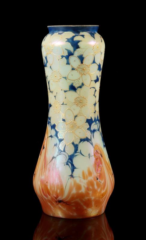 AN UNUSUAL AUSTRIAN ART GLASS VASE ATTR POSCHINGER