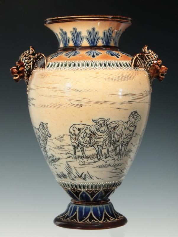 AN UNUSUAL DOULTON LAMBETH VASE, HANNAH BARLOW 