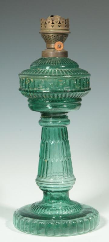 ANTIQUE SEA GREEN GLASS WITH GREEK KEY PATTERN