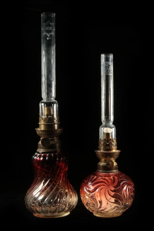 BACCARAT ROSE TIENTE PINWHEEL AND SWIRL MINI LAMPS