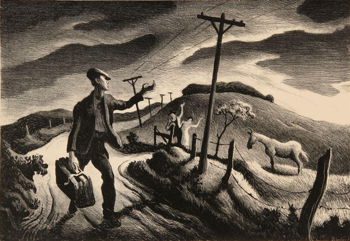 THOMAS HART BENTON (1889-1975) PENCIL SIGNED LITHOGRAPH