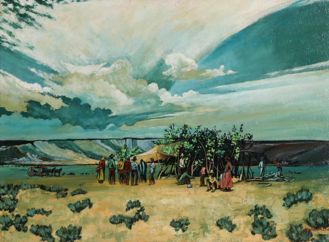 LEWIS YAZZIE (20TH C.) OIL ON ARTIST'S BOARD