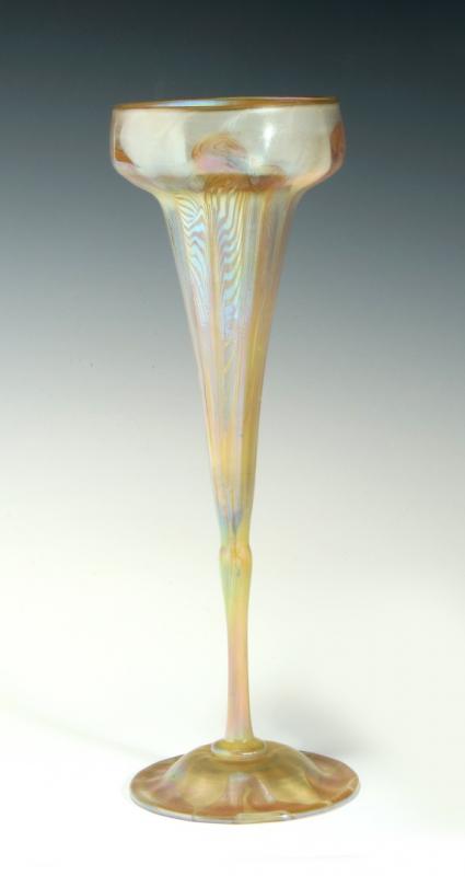 A TIFFANY FAVRILE DECORATED FLORIFORM VASE