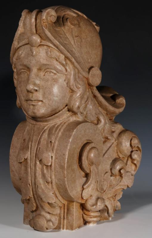 A GREAT 19TH C. CARVED MARBLE ARCHITECTURAL ELEMENT