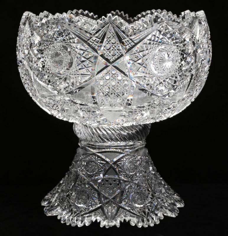 AN AMERICAN BRILLIANT PATTERN CUT GLASS PUNCH BOW