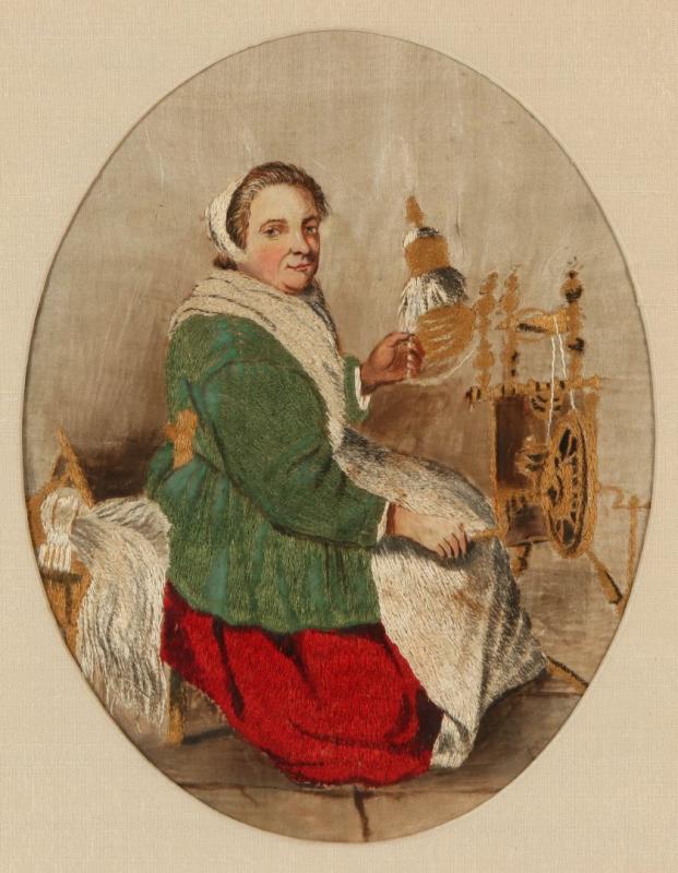 TWO WORKS INCLUDING ENGLISH NEEDLEWORK WITH PAINTS