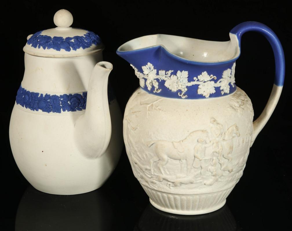 EARLY 19TH C. JASPERWARE POT AND JUG WEDGWOOD ONLY