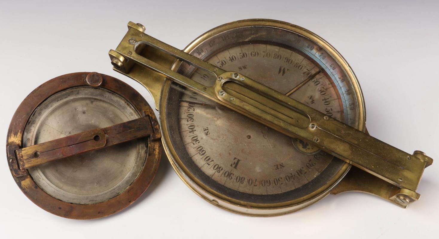TWO 19TH CENTURY SURVEYOR'S COMPASSES
