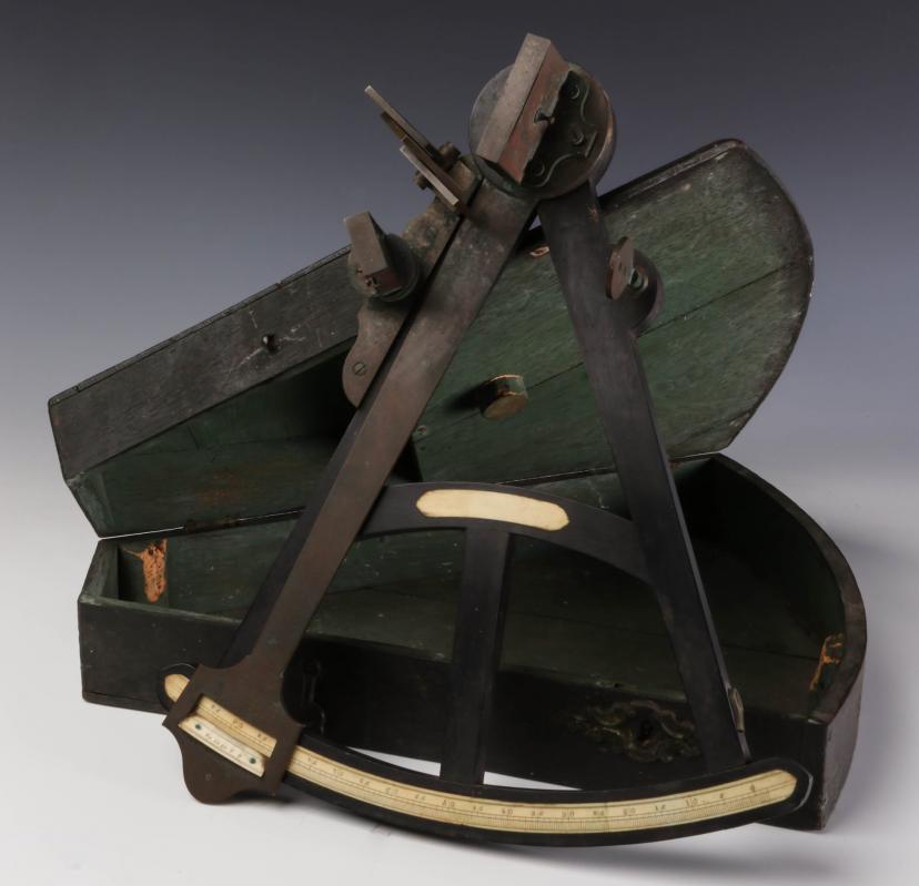 AN UNMARKED 19TH C. ENGLISH EBONY OCTANT