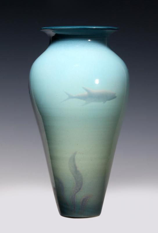 GARY WILSON SEA LIFE SILHOUETTES ART POTTERY VASE