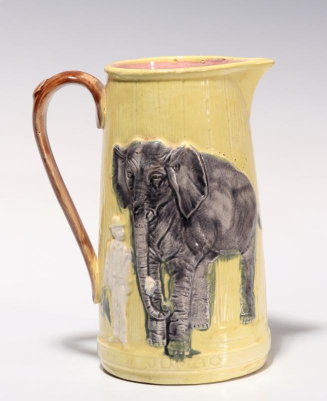 A SCARCE 'JUMBO' MAJOLICA PITCHER CIRCA 1880