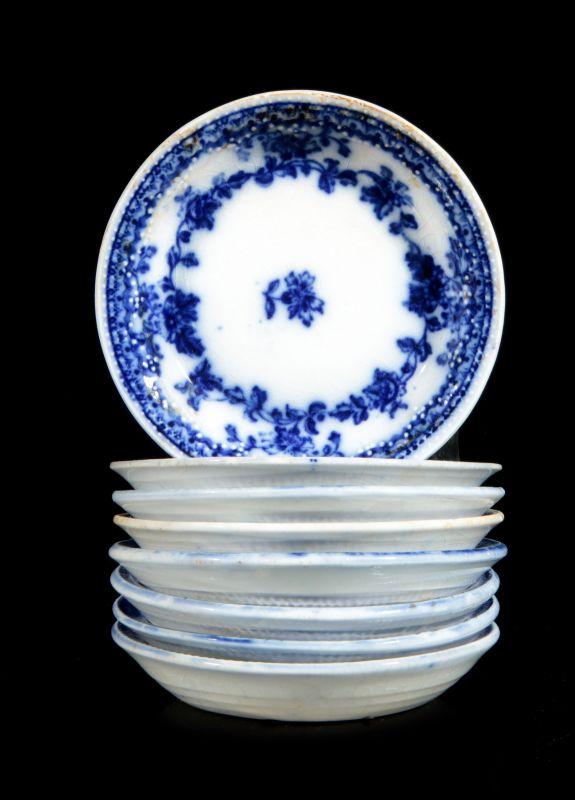 CIRCA 1900 HUDSON PATTERN FLOW BLUE FRUIT BOWLS