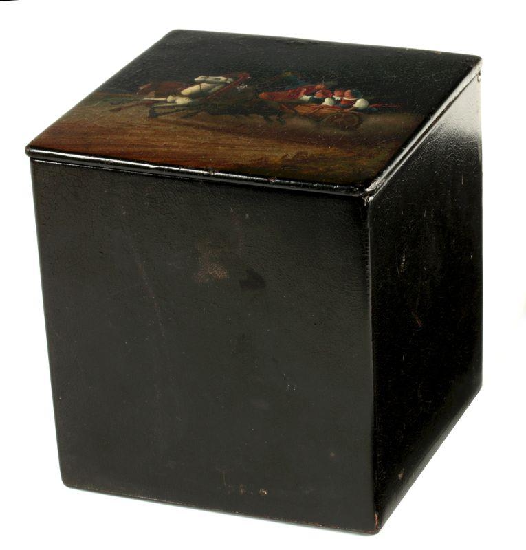 A 19TH CENTURY RUSSIAN LACQUER TEA CADDY