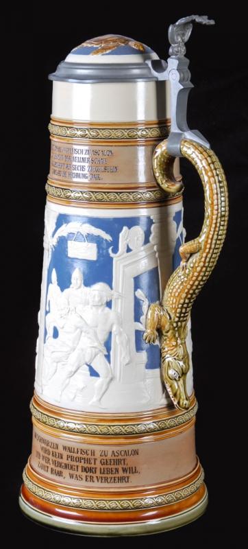 A THREE LITER METTLACH STEIN BLACK WHALE OF ASCALON