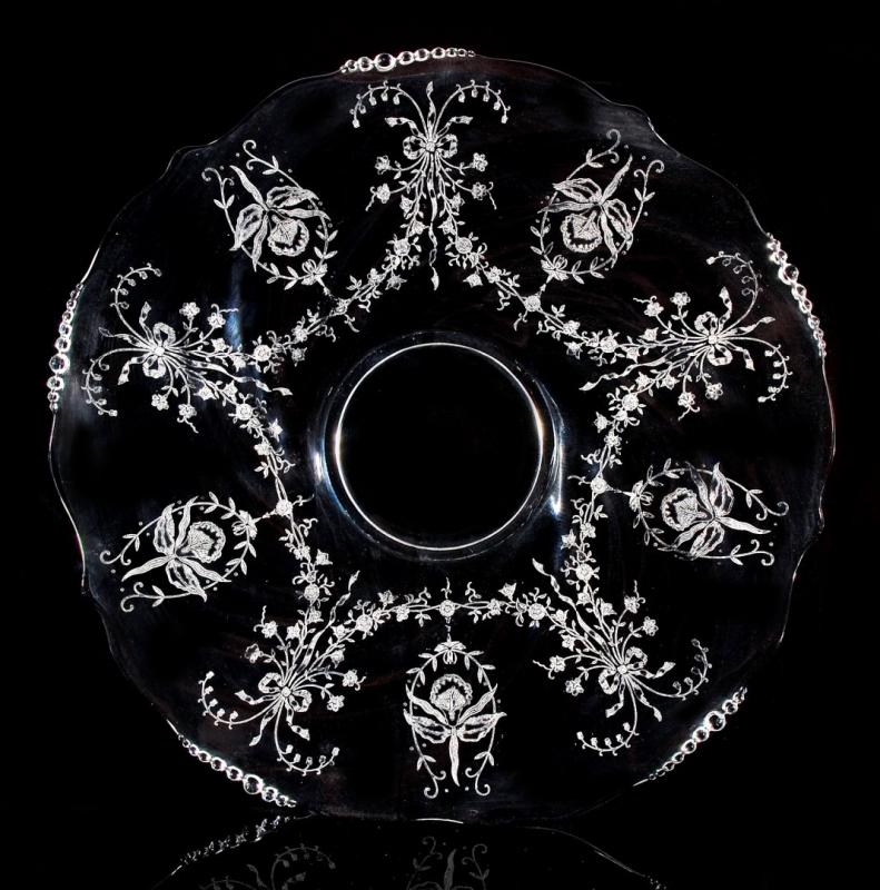 HEISEY GLASS ORCHID PATTERN SANDWICH PLATE