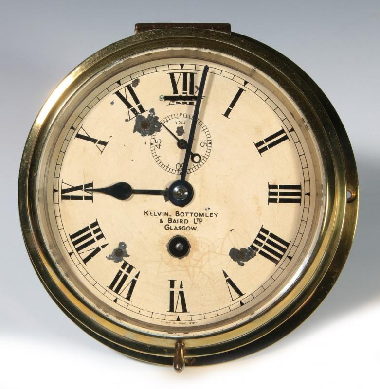 A 20THC. KELVIN, BOTTOMLEY & BAIRD SHIP'S CLOCK