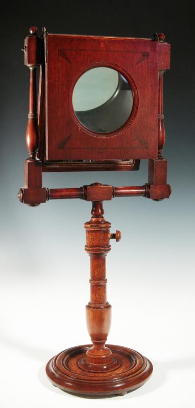 A 19THC. INLAID MAHOGANY ZOGRASCOPE PICTURE VIEWER