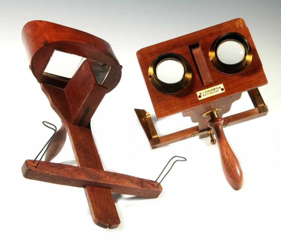 TWO 19TH CENTURY HAND-HELD STEREOSCOPES