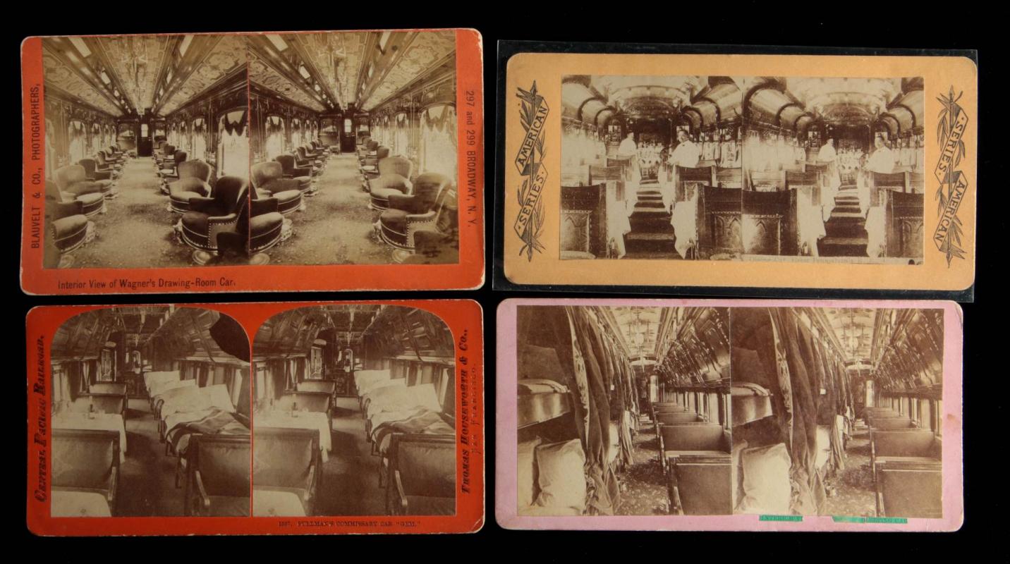 SIX STEREOVIEWS OF RAILROAD CAR INTERIORS