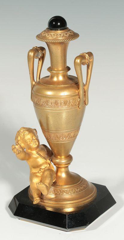 EARLY 20TH C GILT BRONZE ART OBJECT WITH CHERUB