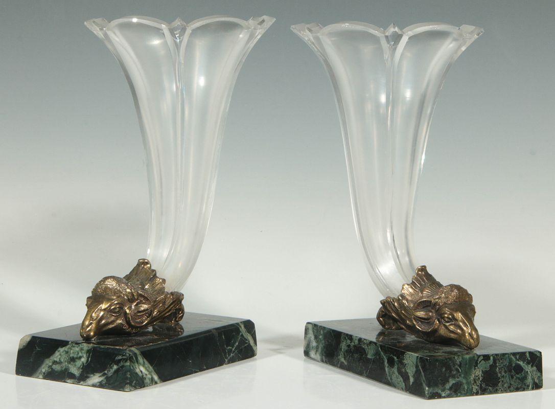 EARLY 20TH C. CUT CRYSTAL RAM'S HEAD RYTHON CUPS