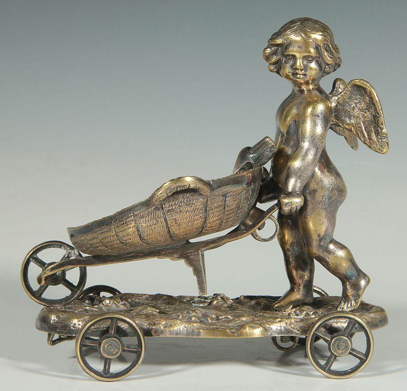 A CIRCA 1900 CHERUB FIGURAL MASTER SALT