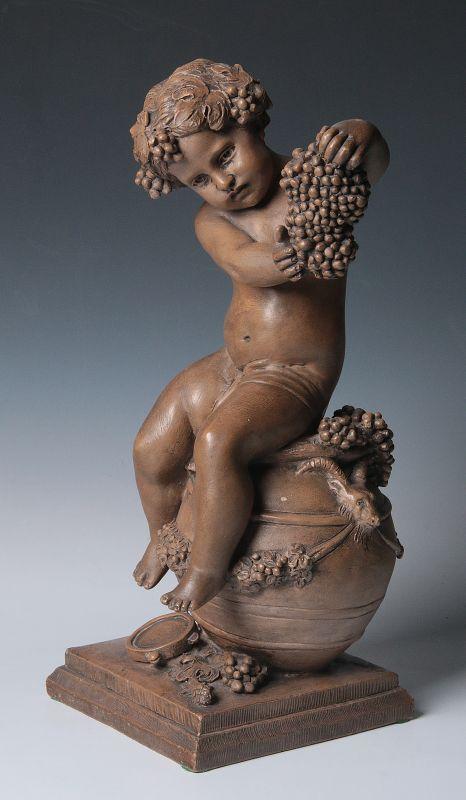 FRENCH TERRA COTTA BACCHANALIA ALLEGORY SCULPTURE